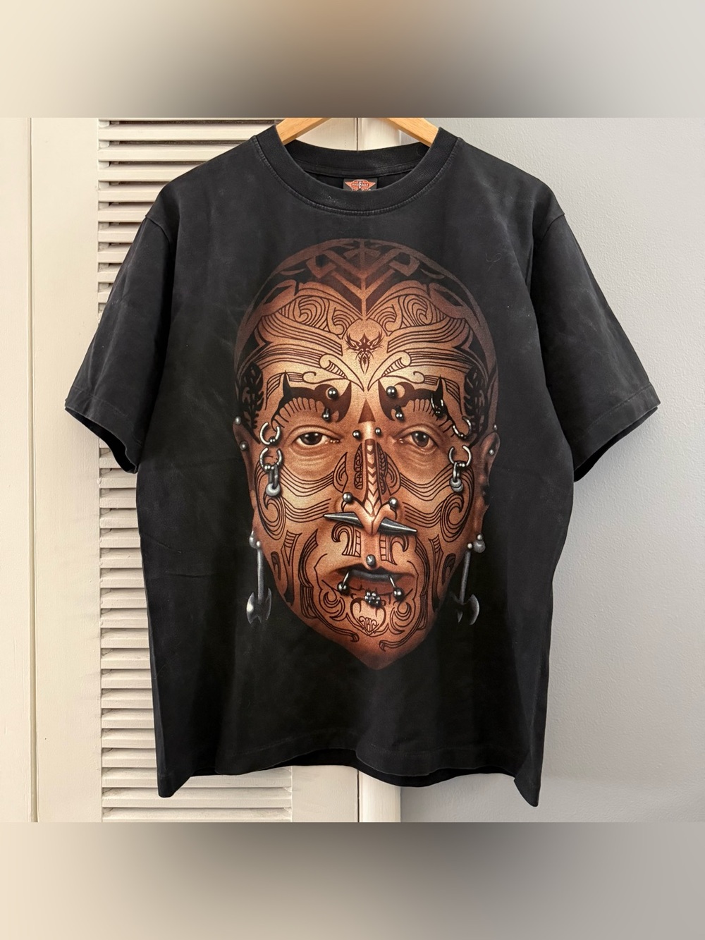 Vintage Rock Eagle Big Face Tribal Tattoo T-shirt Sz Large